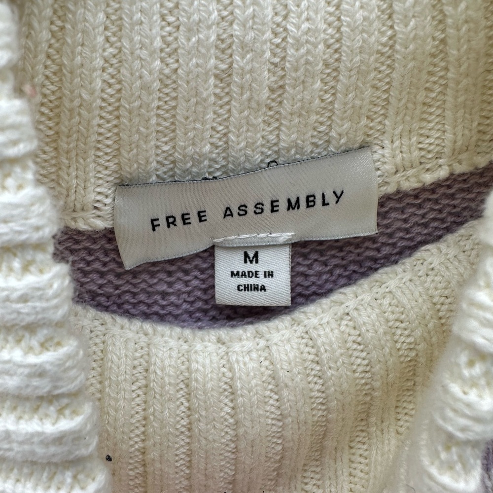 Free Assembly Cream Sweater with Pink and Purple Patterns- Cotton & Wool - Picture 2 of 15